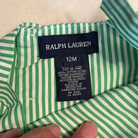 Ralph Lauren striped green dress !! 12 months like new ! - Picture 5 of 5